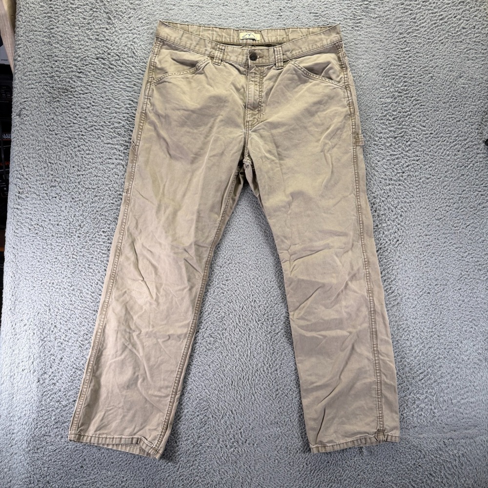 Blue Mountain Pant Mens 38x32 Beige Cotton Canvas Carpenter Straight Workwear